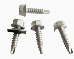 Hex Washer Head Self Drilling Screws with Grey Washer